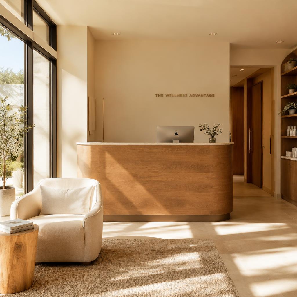 Sunlit private clinic reception